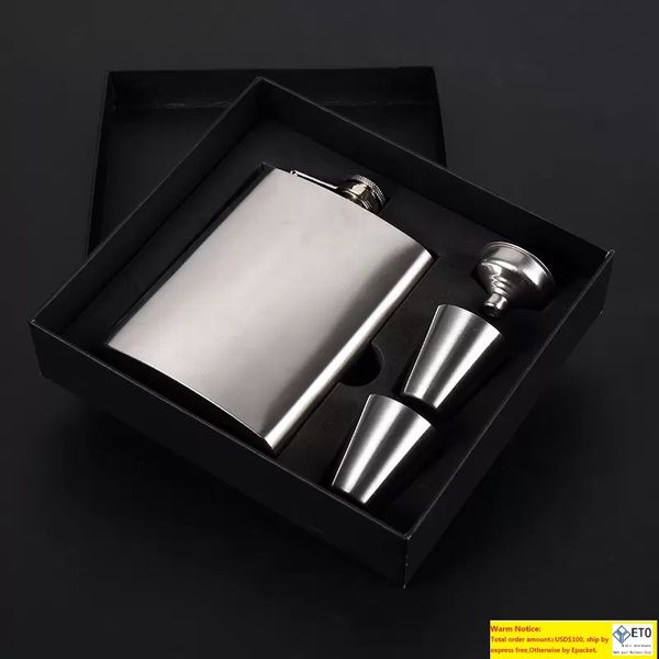 8 Unzen Edelstahl-Flachmann-Set, tragbare Taschen-Alkohol-Weinflaschen, Trinkgeschirr, Trichterbecher, Flaschen-Sets, Whisky-Behälter