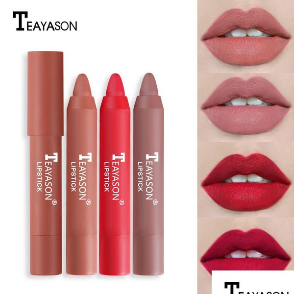 Rossetto 12 colori trucco opaco impermeabile rossetto a lunga durata Y rosso rosa Veet rossetti nudi donna cosmetici lucentezza goccia consegna Dhken