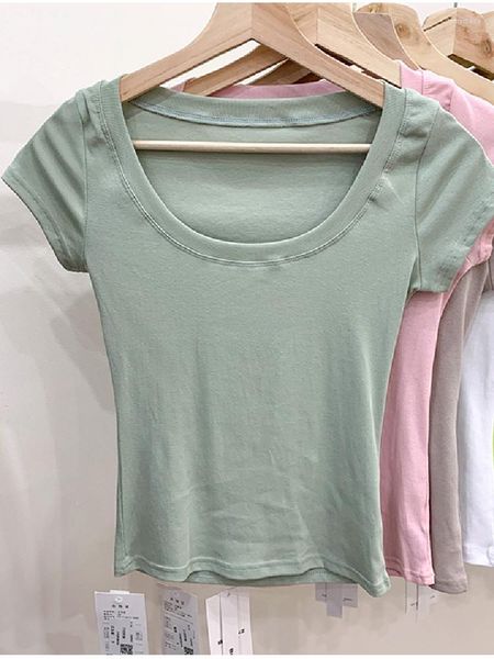 Kadın Tişörtleri 16 Renk Yaz Kadın Gömlek Kızları T-Shirt Kadın Giysileri Üstler Pamuk İnce Tshirt Kadın Kısa Kol Ürün Tee Seksi