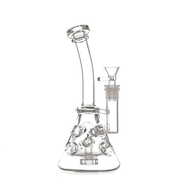 MFE09-C Bong in vetro Becher Dab Rig 14mm Becher con giunto femmina fab Egg Narghilè Soffione da 9 pollici Tubi dell'acqua Perc svizzero con SC06-S