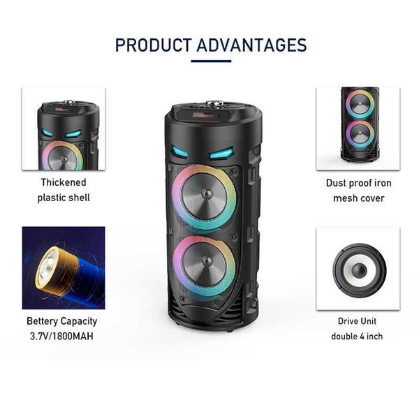 Alto-falantes portáteis 30w sem fio grande potência estéreo portátil bluetooth alto-falante subwoofer baixo alto-falantes de festa com microfone família usb