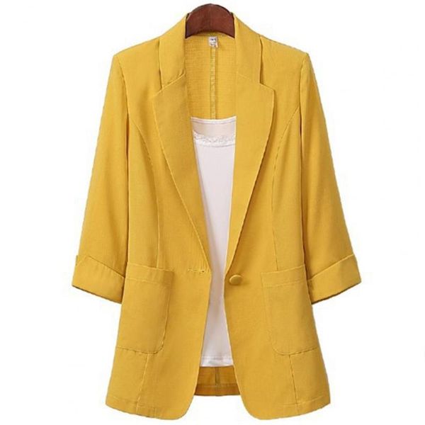 Ternos femininos Blazers Autumn Mulheres elegantes cor de cor sólida Office Lady Dress Casat Lapeel Jacket Coats Tops