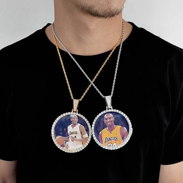 Personalizar pingente de foto colar redondo memorial moldura pingentes de medalha com zircão