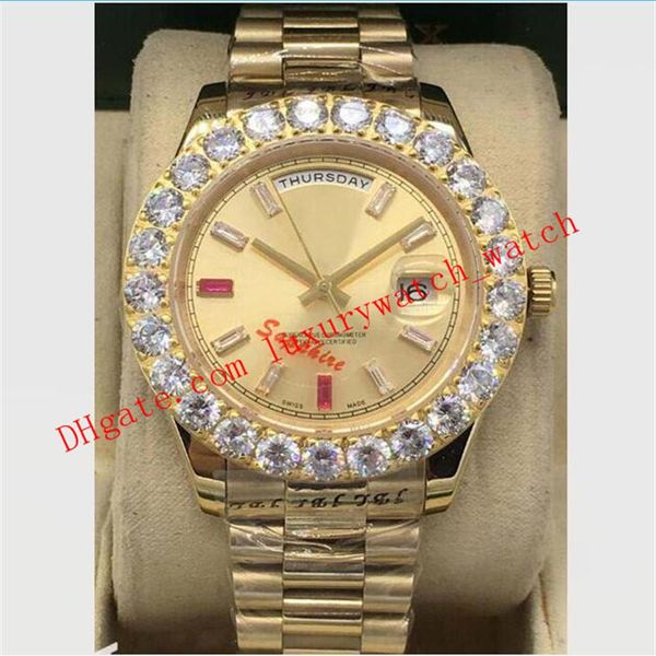 Nuovo arrivo 3 Style Mens II 18k Gold 41mm Diamond Ruby Watch Bigger Diamond BEZEL 218235 Orologi da uomo automatici di moda Wris269p