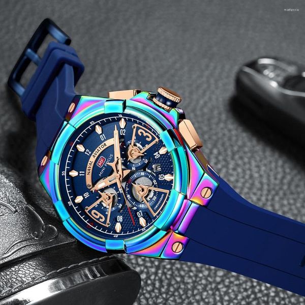 Orologi da polso Orologio da uomo di tendenza Orologio da uomo di lusso Quadrante grande Fresco Quadrante alto Sport Calendario orario Pacchetto cinturino al quarzo impermeabile luminoso