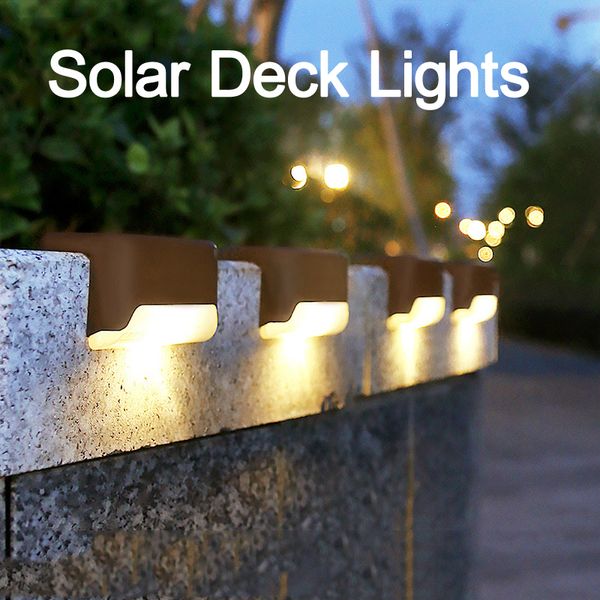 Luzes solares de led de LEDs led lâmpadas de etapas lâmpadas de cerca de cerca de cerca de pós -lâmpada para vias externas pátio pátio escada leve e cercas usastar