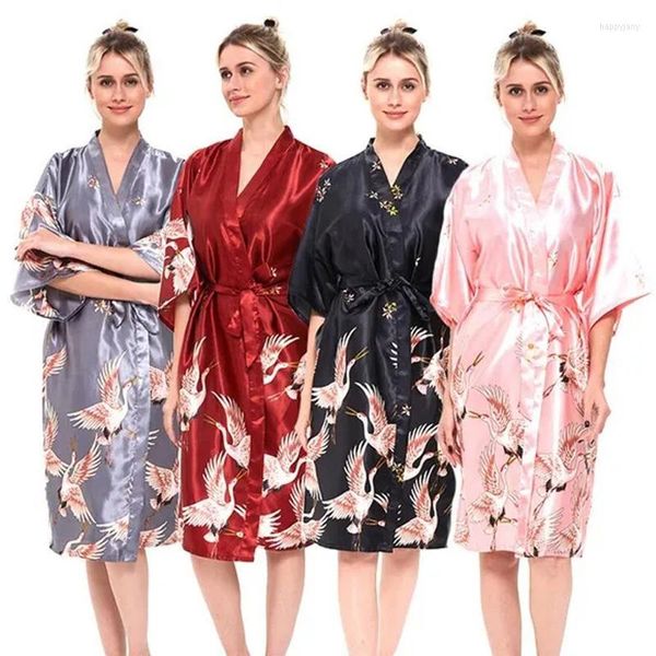 Kadın pijama vintage kadınlar ipek saten bornoz düğün gelin seksi gecelik çiçek kimono iç çamaşırı bornoz bel bandı gece