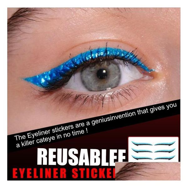 Göz farı/astar kombinasyonu 5 çift/set göz kapağı çizgisi çubuğu yeniden kullanılabilir eyeliner etiketleri kedi makyajı çift çıkartma damla dağıtım sağlığı dhd3k