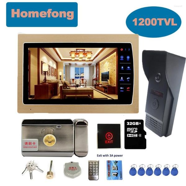 Video-Türsprechanlagen Homefong 7-Zoll-Intercom-System, kabelgebundenes Telefon, Türklingel, Kamera, Aufnahme von Nachtsicht, regensichere Aluminiumlegierung