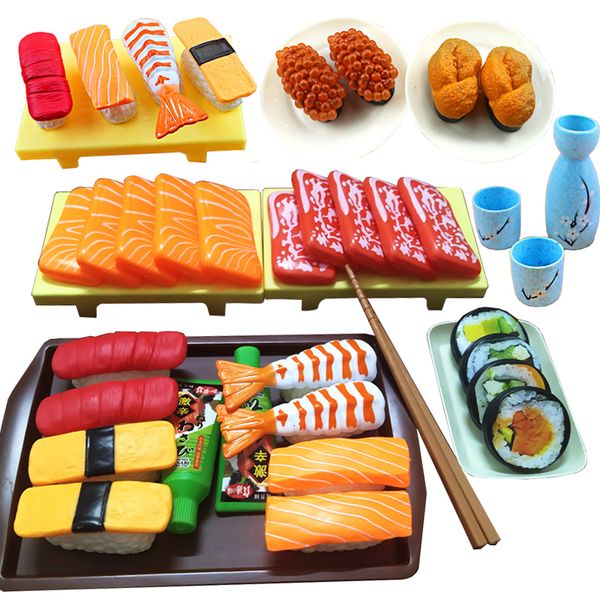 Кухни играют в еду детская кухонная моделирование барбекю Японское притворство суши -тун -креветки васаби сашими набор игрушек девочка мальчик кулинария модель 230307