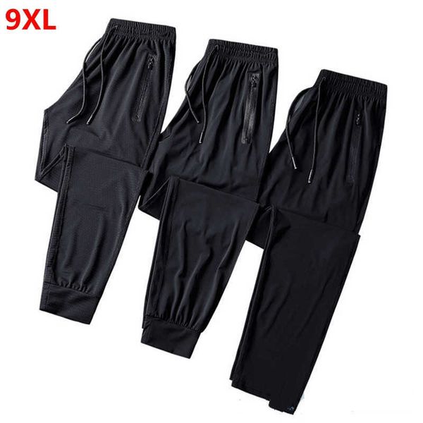 Calças masculinas de verão de seda de gelo de gelo masculino de tamanho XL calças de ar condicionado de 280 libras Boca de boca fechada calças compridas 7xl 8xl 9xl Z0306