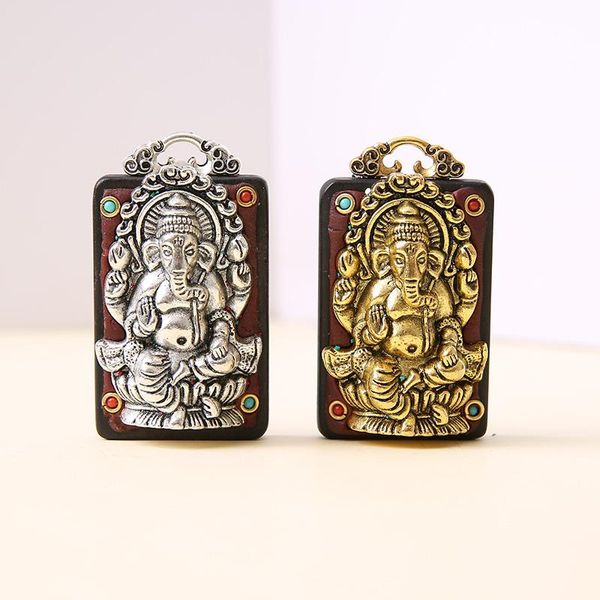 Colares pendentes 2pcs Religião vintage Tailândia Ganesha Charms antigos Metal Copper Buddha Pingents for Unissex Nepal Jóias