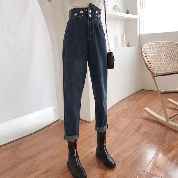 Kadınlar Kot High Bel Düğmeleri Kadın Sıska Yaz Seksi Pantolon Denim Pantolonlar Kalem İnce Elastik Vintage Street Giyin