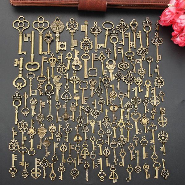 Estatuetas decorativas 125/40/11pcs antique metal de bronze key key pingente misto requintado Charms de produção do processo de produção do processo de produção