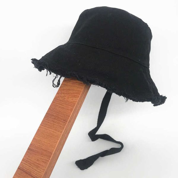 Hüte mit breiter Krempe Kpop GD Drachen-Stil Eimerhut Baumwolle Fischerhut für Damen Unisex Koreanisches Design Vintage Fransenkante Lange Banddekoration R230308
