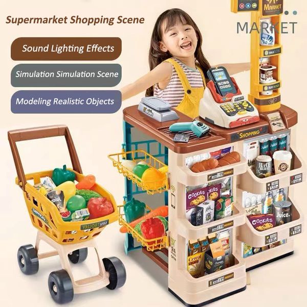 Andere Spielzeuge Große Simulation Supermarkt Multifunktions-Einkaufsanzug Mini-Wagen Registrierkasse Kinder Rollenspiel Geschenk 230307