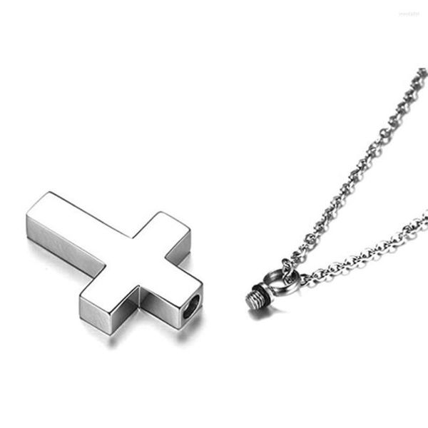 Anhänger Halsketten Edelstahl Memorial Kreuz Feuerbestattung Urne Halskette für Asche Andenken Schmuck Sympathie Geschenk