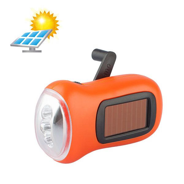 Torcia a LED portatile a mano Mini energia solare Torcia a 3 LED Dinamo a manovella Luci da campeggio Luci natalizie Regalo di Natale