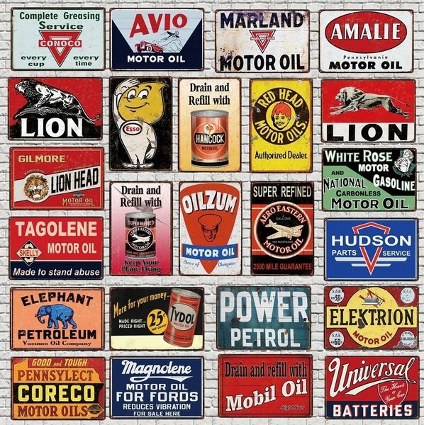 Motor Mobil Oil Blechschild Garage Wanddekoration Shabby Chic Plakette Metall Vintage Pub Wand Bar Garage Home Art Decor Wandaufkleber personalisierte Kunstdekoration Größe 30 x 20 cm w01