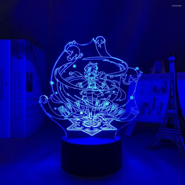 Gece Işıkları 3D LED Işık Lambası Genshin Impact Qiqi Dilek Akrilik Oyunu