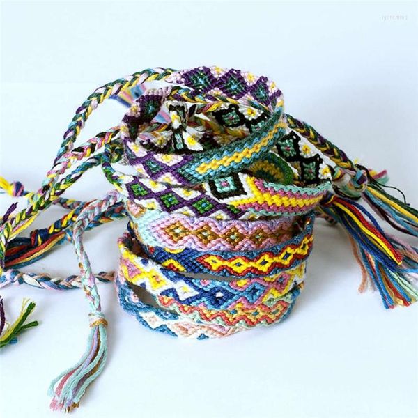 Bracelets de charme 1pc boho nepal étnico bracelete artesanal Summer praia trança string algodão embrulhada corda de tecido amizade para mulheres homens
