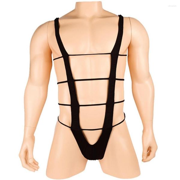 Unterhosen Herren Bodysuit Wrestling Singlet Jumpsuits Tangas Gay Unterwäsche Trikot Jockstrap Cross Strap Männer Tanga Erotische Dessous