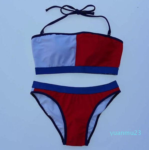 Zweiteilige Anzüge Sandstrand Surf Bikini Bademode für Frauen Marke Badeanzug Beachwear Sommer einteilig Sexy Lady G-Buchstabe Blumendruck Badeanzug Drop Breast 01