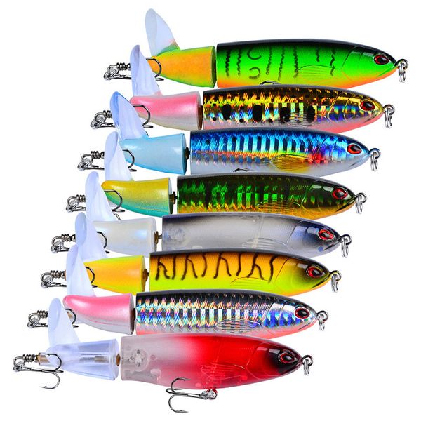 Köder Köder 8-teiliges Set 11 cm 145 cm Topwater Angelköder Whopper Popper Hard Plopper Soft Rotating Tail Tackle Kit 230307