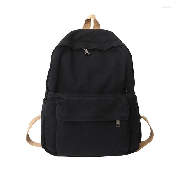 Backpack Canvas Backpacks Lazer de tecido de algodão ou sacos de viagem Unissex Solid Black Jeans Satchel Marca de alta qualidade Girs School