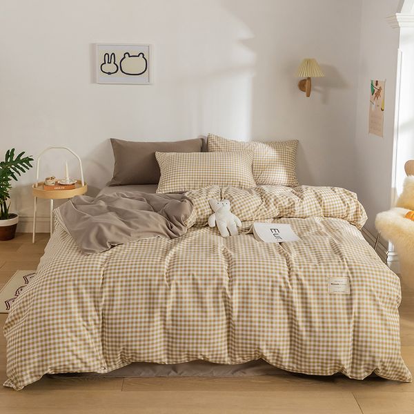 Set di biancheria da letto Set di piumini per letto giapponese Set di biancheria da letto king / queen size Set di piumoni King Size Studenti di 4 pezzi Levigatrice in cotone per lavaggio 230308