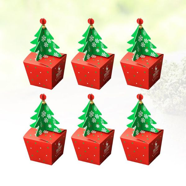 Figurine decorative Oggetti Pz Scatole di carta natalizie Regali di cioccolatini per caramelle festive Imballaggio Contenitori per dolcetti di mele con campane Fo