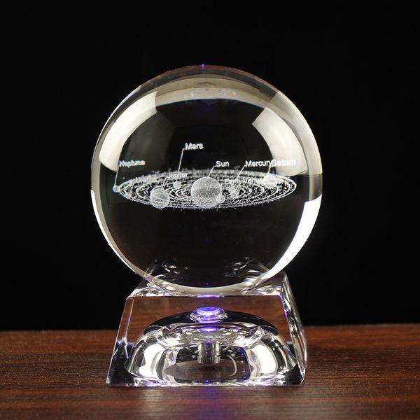 Декоративные предметы фигурки Crystal 3D Solar System Moon Mars Model Glass Ball Laser гравюра Глобальное украшение дома подарка на день рождения 230307