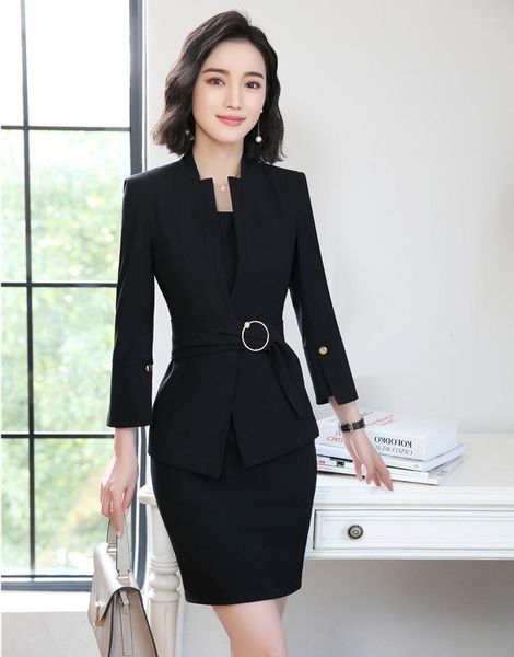 Arbeitskleider, formelle Damenanzüge für Damen, Business-Jacken- und Blazer-Sets, schwarze Büro-Uniform-Stile