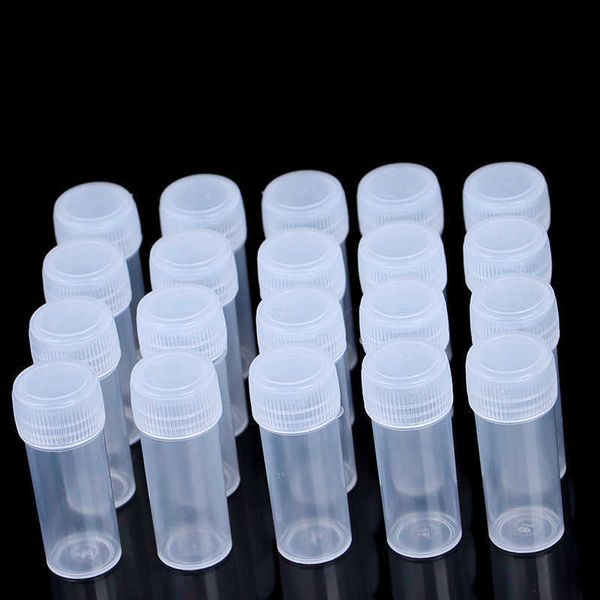 Garrafas de armazenamento frascos de 20pcs 5 ml jarra de amostra de garrafa de plástico 5g de pequeno cano de barril de medicamento cápsula líquida em pó de pó de armazenamento de armazenamento garrafas de embalagem j230301