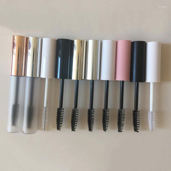 Aufbewahrungsflaschen 50/100 Stück 10 ml leere Mascara-Röhre, mattierte Wimpernflasche, Gold/Schwarz/Weiß/Rosa Deckel, kosmetischer Verpackungsbehälter