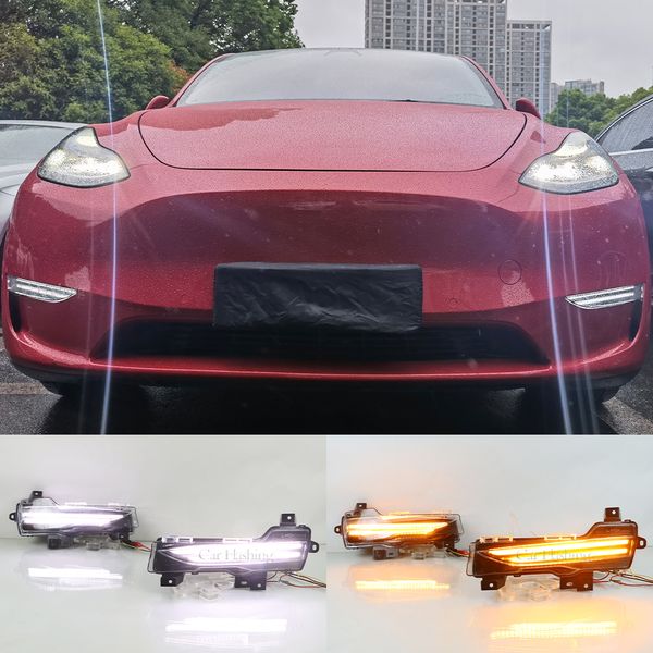 1P air Car DRL Per Tesla Model 3 Model Y 2017 2018 2019 2020 2021 2022 Luci di marcia diurna 12V LED Daylight Fendinebbia indicatori di direzione