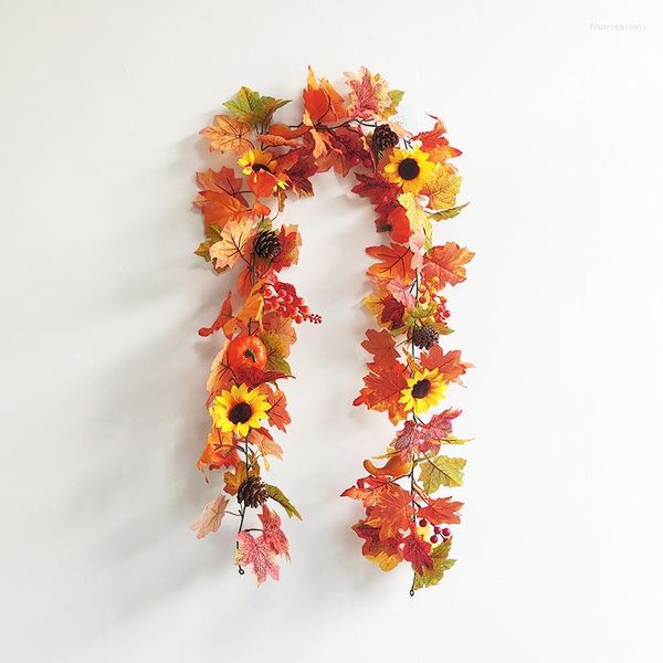 Декоративные цветы 175 см/180 см искусственные пластические растения Раттан осенние тыква висящие виноградные лозы