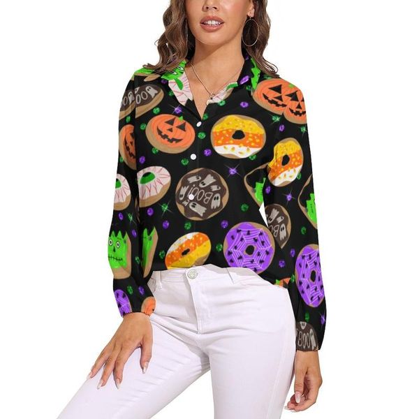 Blusas femininas camisas de donut halloween blusa ful