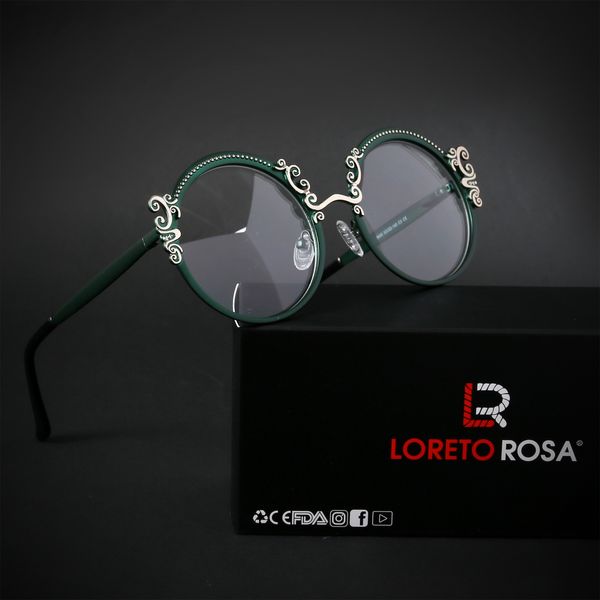 Солнцезащитные очки рамы металлические круглые оптические очки винтажные ретро -стимпанк цветочные очки рамки женщины, рецепт, главы, женская миопия 230307