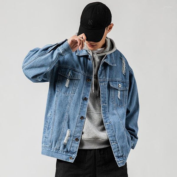Jaquetas masculinas Men com tamanho grande primavera sólida coreana Hip Hop jeans 2023 jaqueta masculina masculino de rua de rua solteira roupas 5xl
