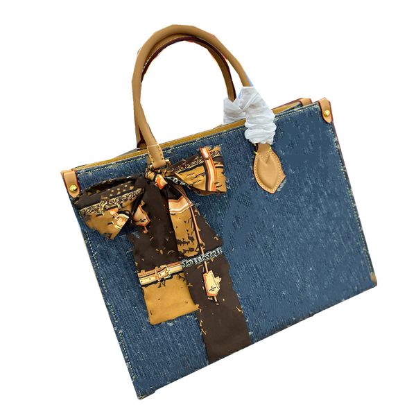 Borsa di lusso da donna in denim Tote bag dal design firmato borsa a tracolla borsa a cuscino sciarpe di distribuzione