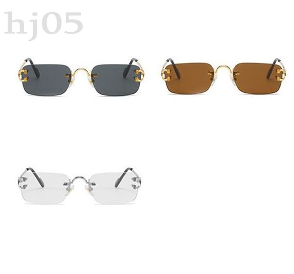 Retângulo designer de sol com óculos de sol para homens, conduzindo Gafas de Sol Brinquelishing Gold Gold Bated Rimless Sunglasses para mulheres Transporte de moda PJ039 C23