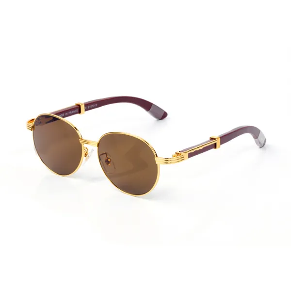 Óculos de sol para homens de luxo para mulheres de moda de moda Menina homens óculos redondos de negócios casuais sunnies espetáculos de vidro de vidro carrinho de madeira ornamental óculos ornamentais