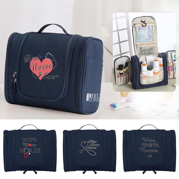 Bolsas de cosméticos estacas bolsas de maquiagem sacos de higiene pessoal mulheres penduradas bolsas de lavagem cosmética Travel Bolsa de impressão de enfermagem organizadora de enfermagem 230308