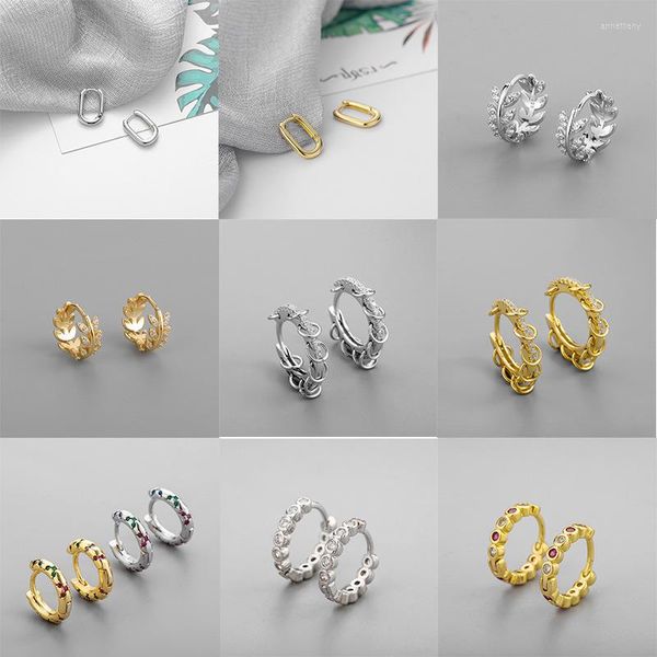 Brincos de argola coreano 925 Silver Luxury feminino círculo de diamante para mulheres inseras anéis simples por atacado