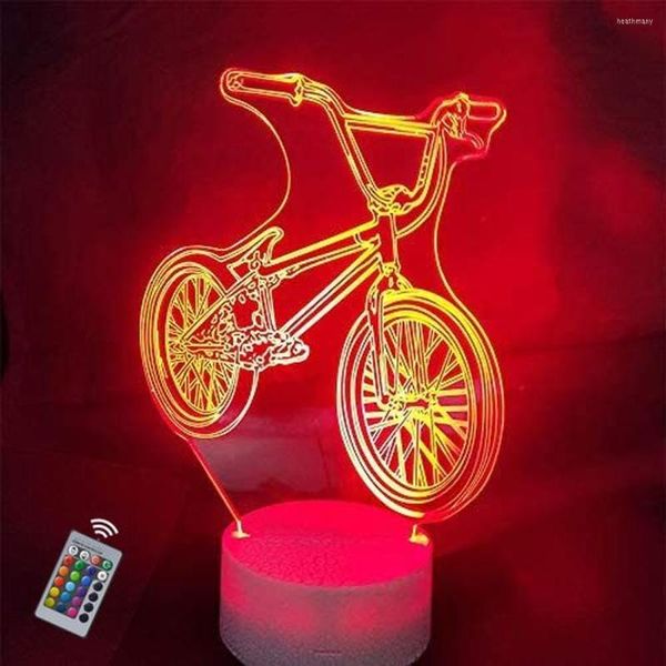 Luci notturne Lampada da illusione ottica per bici 3D Lampada da tavolo a LED che cambia colore a 7 regali di compleanno di Natale Decorazione della camera dei bambini