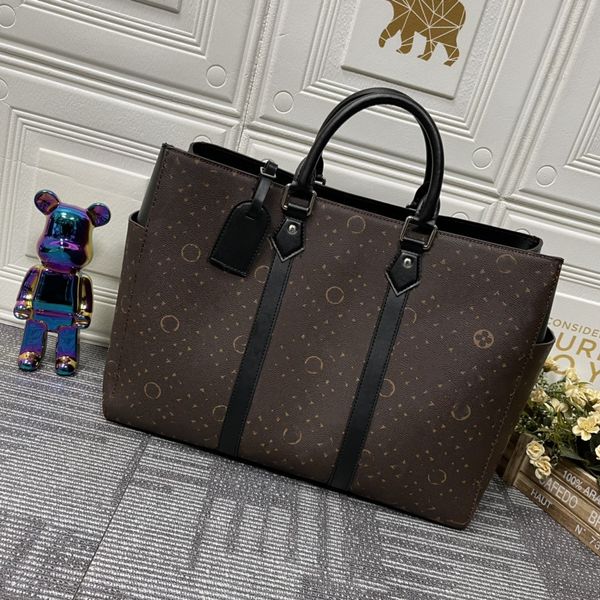 Sac Plat 24H Handtasche Totes Aktentasche Notebook Computer Taschen Designer Schulter Umhängetasche Unterarm Echtes Leder Luxus Business Büro Arbeitstasche M46451