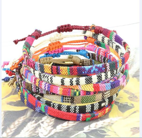 Женские очаровательные плетеные браслеты ручной работы, водонепроницаемый браслет из восковой веревки, многоцветный браслет для серфинга, регулируемый бохо, летний пляжный браслет