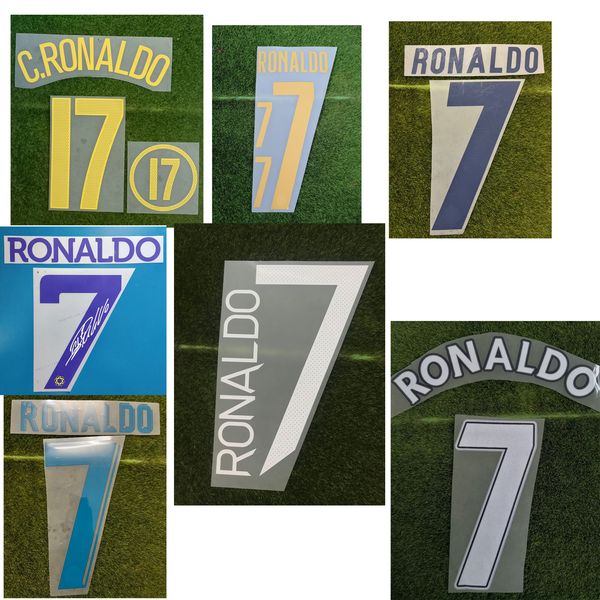 Collezionabile Retro Superstar # 7 Nameset Nome Numero Personalizza Stampa Ferro sul distintivo di trasferimento Trasferimento di calore Ferro sul distintivo di calcio