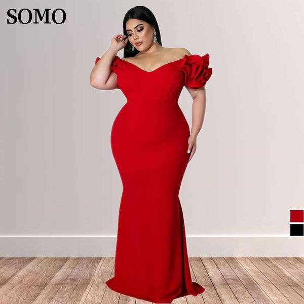 Abiti taglie forti Estate Elegante Chic Ruffle Sleeve Bodycon Donna Sexy scollo a V Abito da sera senza schienale Dropshipping all'ingrosso 230307